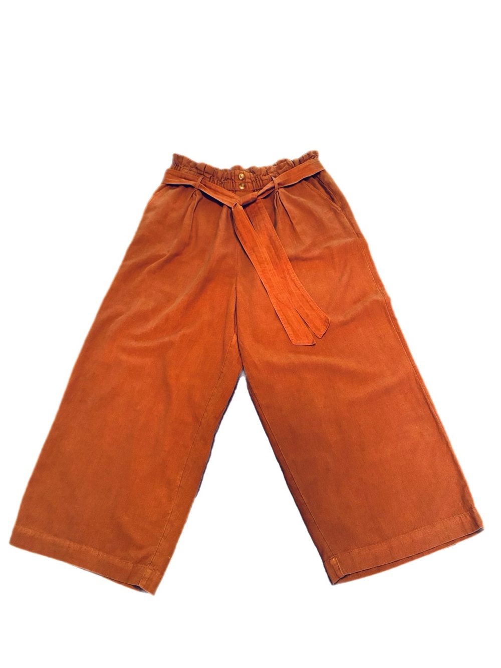 Lucky Brand Women’s Brown Wide-Leg linen blend Pants with Tie Waist